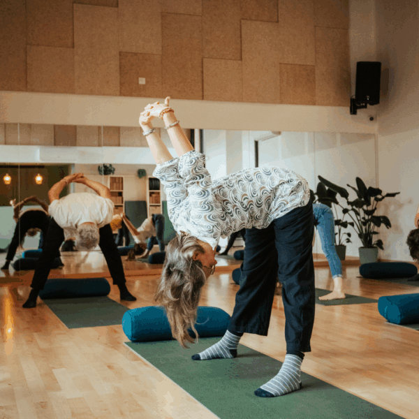 étirements réalisé par deux personnes dans une salle de yoga à Bailleul